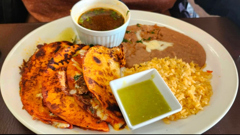 A meal on a plate at Carlos' Mexican Restaurant in Westland, Michigan