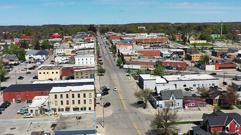 An aerial scene of Tillsonburg, Ontario