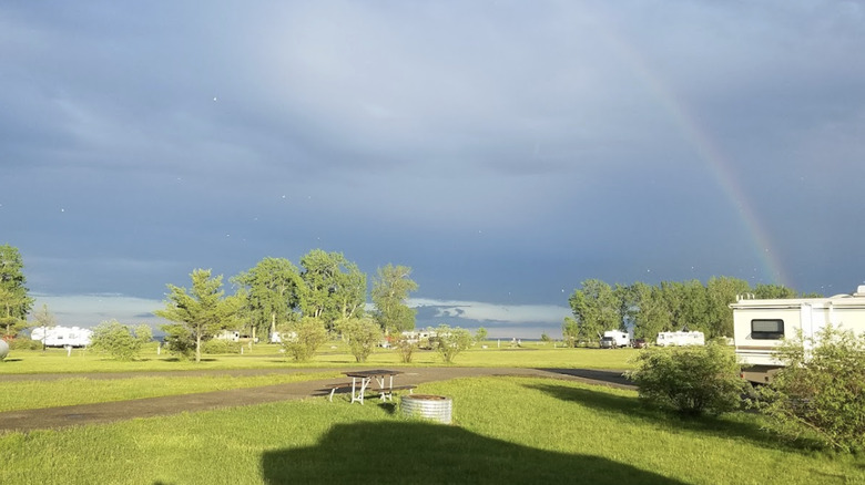 A rainbow over Lake Erie's shores at the Sterling State Park Campgrounds in Michigan