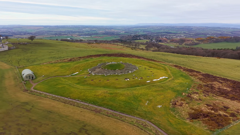 Aerial view of Cairnpapple Hill, Bathgate