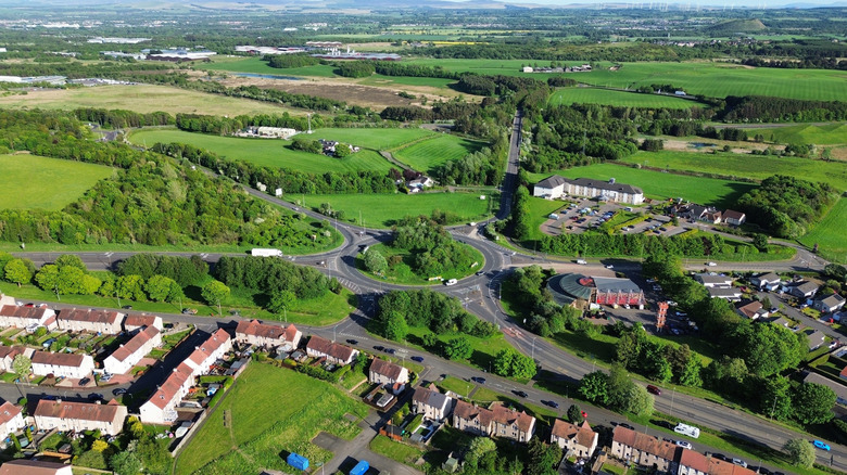 Aerial view of Bathgate and surrounding green fields
