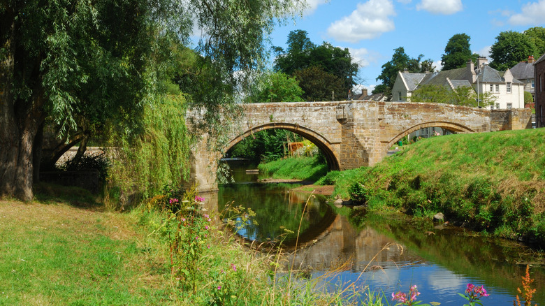The Canongate Bridge over the Jed Water river in Jedburgh, Scotland