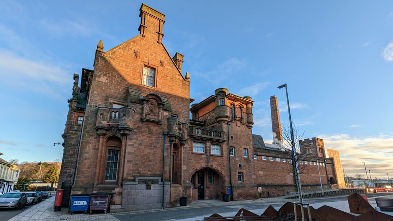 Exterior of brick Speirs Center in Alloa, Scotland