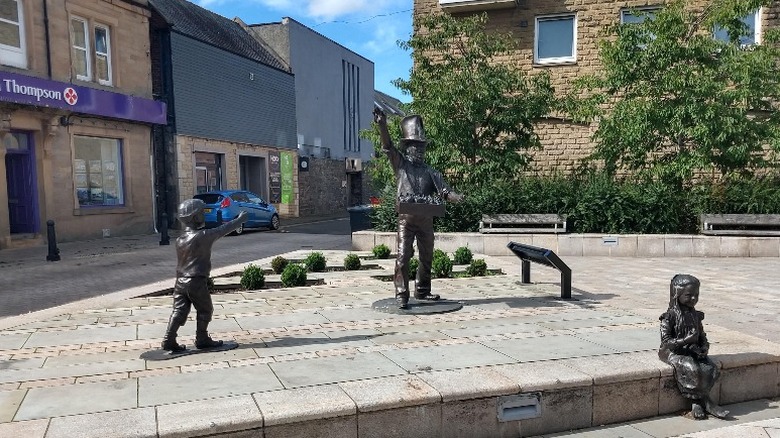 The Whimsical Candyman statues in Galashiels, Scotland