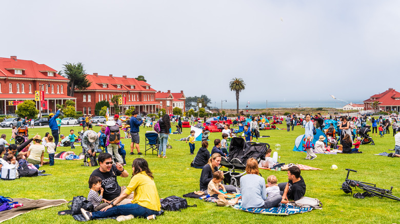 People picnicking at Presidio in San Francisco