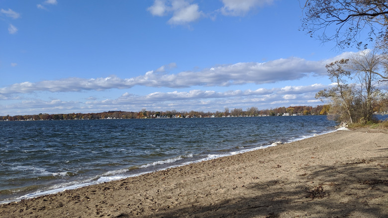 Beach at Hayes State Park on a cloudy day