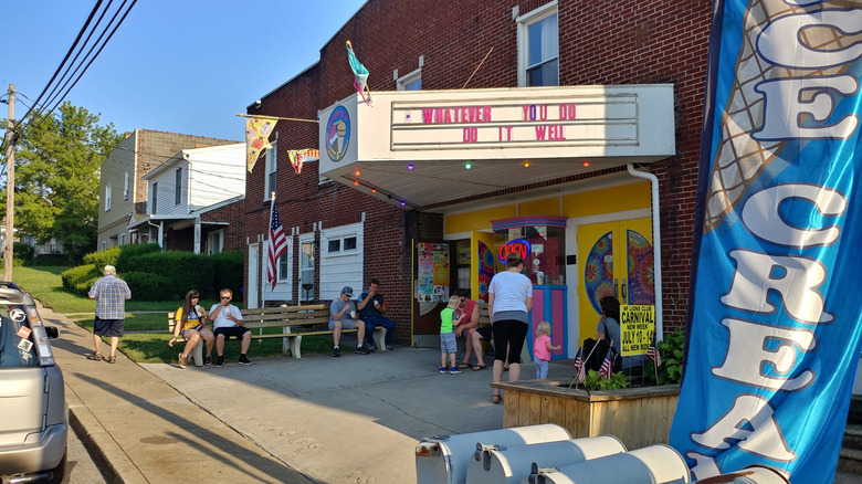 The entrance to Bonkey's ice cream shop in New Freedom, Pennsylvania