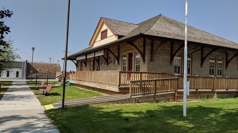 The exterior of the restored railroad station in Claresholm