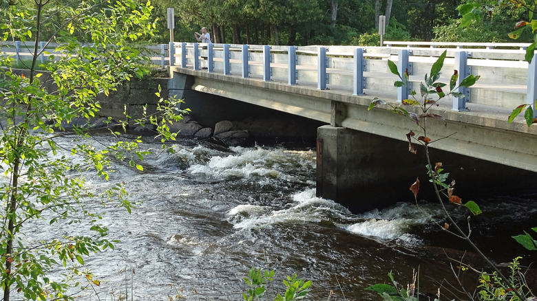 A bridge over the Wolf River in Keshena Falls