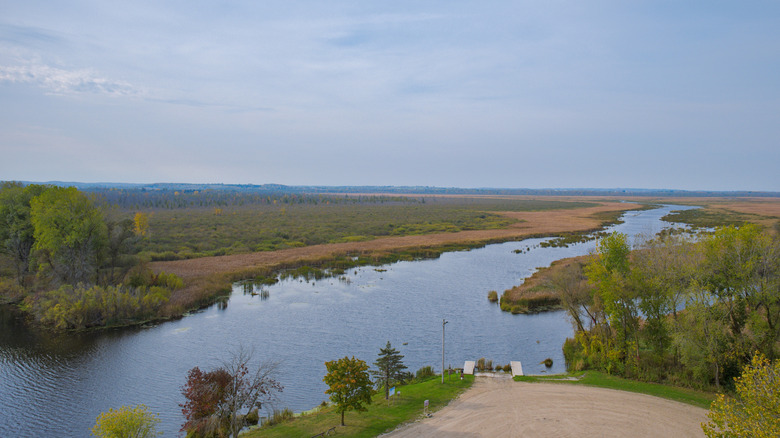 An aerial view of the Sheboygan Marsh landscape