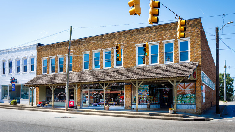 Exterior of historic Piedmont Hardware in Maiden, NC.