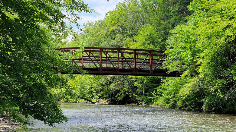 Bridge extending across the river in Swatara State Park.