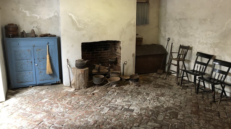 Interior of the Levi and Catharine Coffin house with historic objects in Fountain City, Indiana