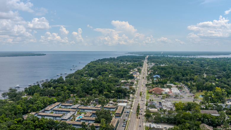 A photo of Orange Park, Florida, and the St. Johns River on a cloudy day