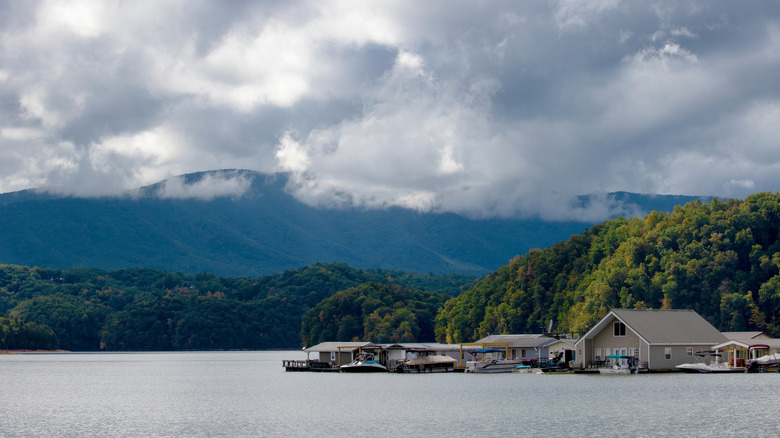 South Holston Lake with boats in the background