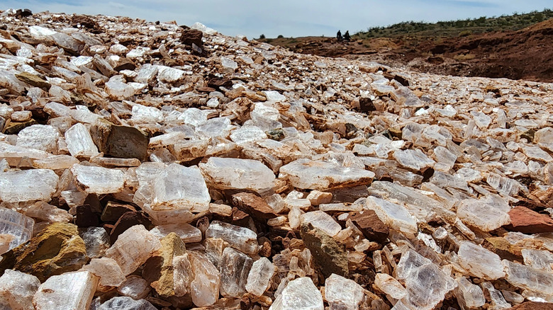 Selenite crystals at Glitter Mountain in Littlefield, Arizona