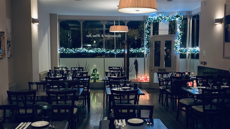 Interior of L'Aquila Restaurant at night