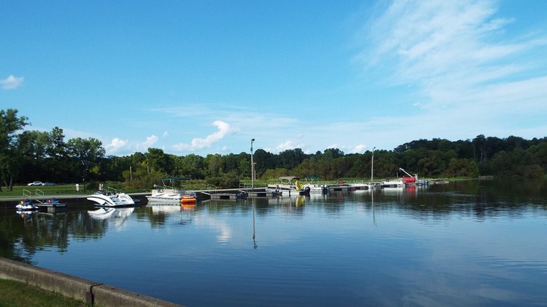 Docks on the lake at Rocky Fork State Park, Ohio