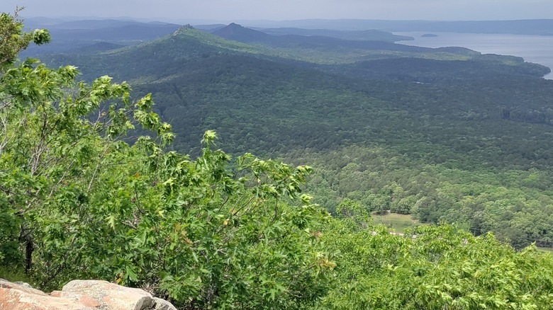 Scenic view of mountains and a river at Pinnacle Mountain State Park, AR