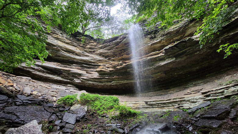 Devils Canyon Falls in Arkansas seen from below the ledge