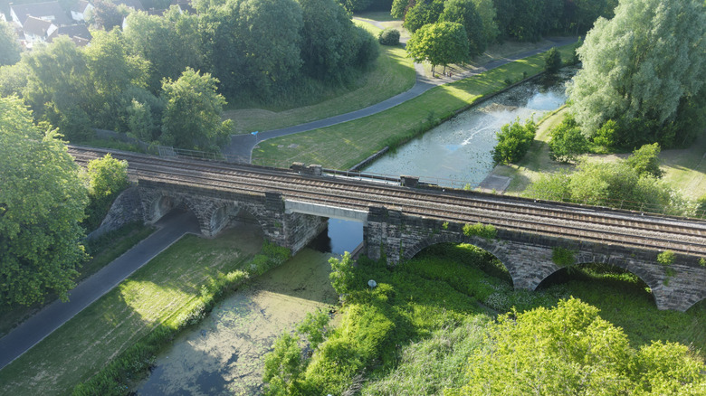 Aerial view of Sankey Valley Park in Warrington