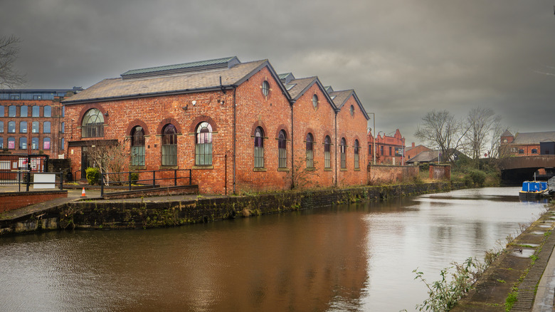Canalside textile mills in Wigan.