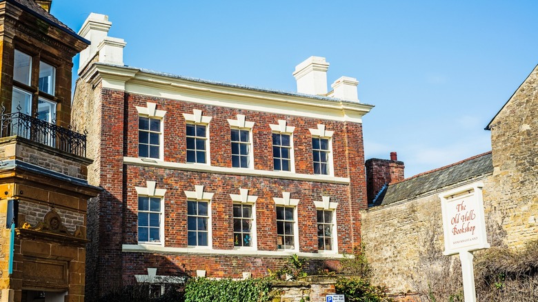The Old Hall Bookshop in Brackley, England, on a sunny day