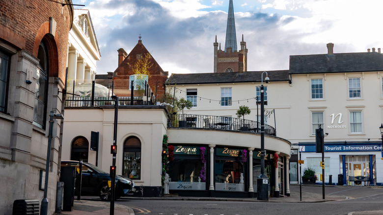 View of Market Square and terrace bar in Bishop's Stortford, England