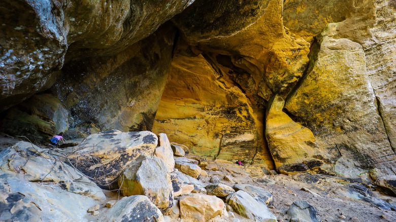 View of Morgan's Cave in Jeffreys Cliffs Conservation and Recreation Area in Kentucky.