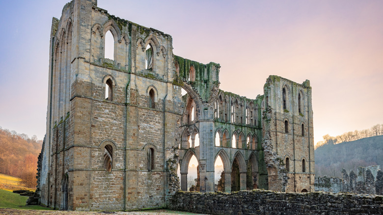 The ruins of Rievaulx Abbey in the North York Moors National Park, England