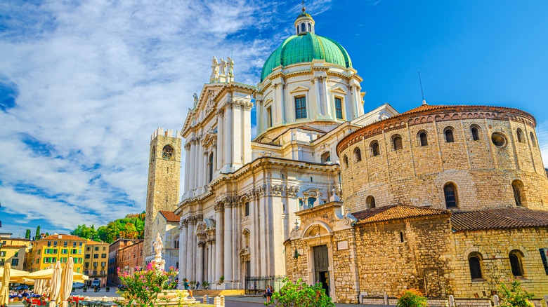 The Duomo Vecchio in Brescia, Italy on the piazza