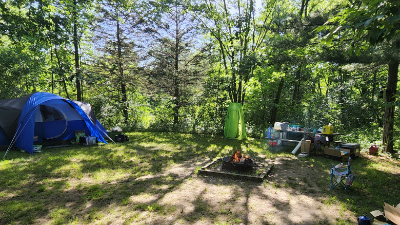 A overnight campsite in Richard Bong State Recreation Area in Kansasville, Wisconsin