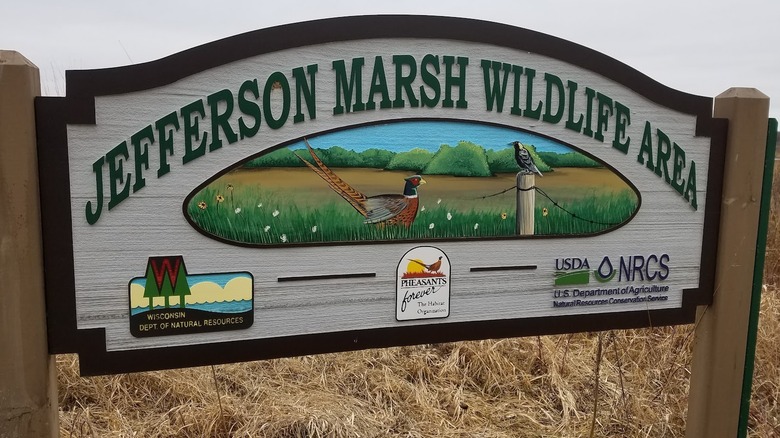 A sign reading Jefferson Marsh Wildlife Area