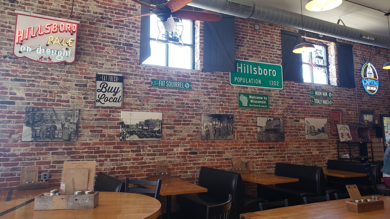 Brick walls inside Hillsboro Brewing Co. in Hillsboro, Wisconsin