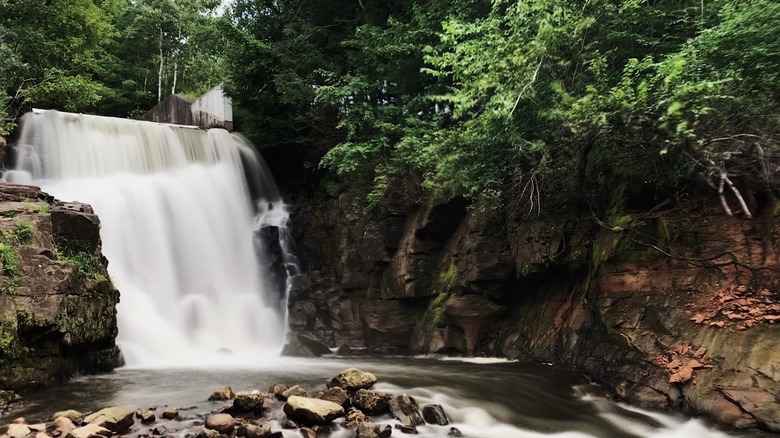 The waterfall at Lake Redstone in La Valle, Wisconsin