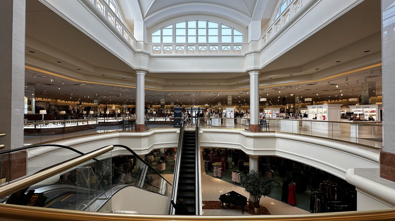 Interior of The Corners of Brookfield, Wisconsin, with escalators and shops
