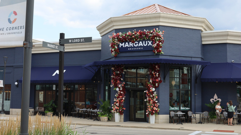 Exterior of Margaux Brasserie on the street of The Corners of Brookfield, Wisconsin