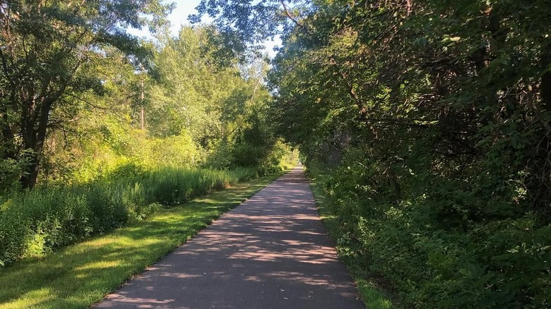 The Sunrise Prairie Trail in North Branch, Minnesota on a sunny day