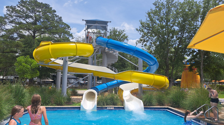Water slides at Splash RV Resort in Milton, Florida