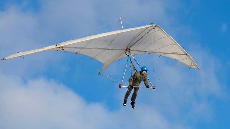 A hang glider in the air
