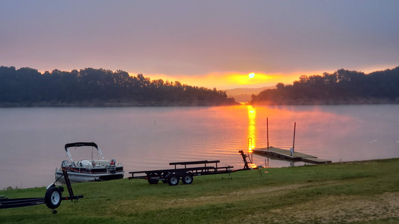 Sunset over the lake at Green River Lake State Park, Kentucky