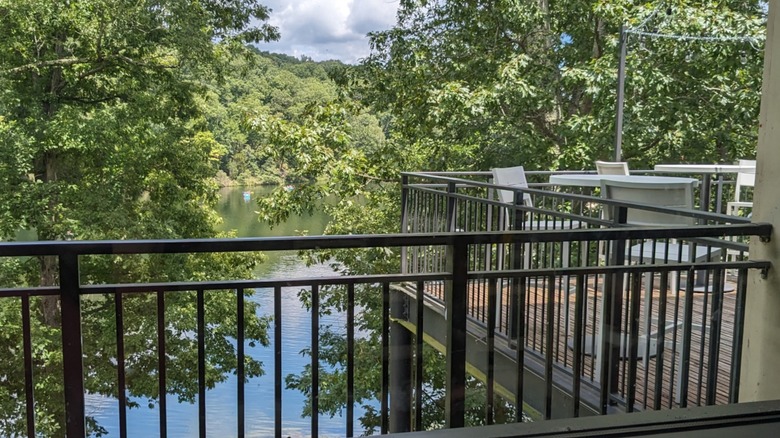 The balcony at the Lodge at Montgomery Bell State Park