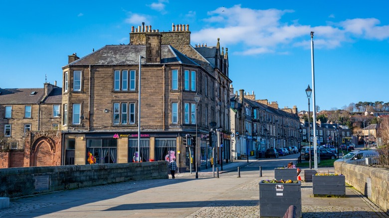 Looking down the Old North Bridge towards a charming shopping street
