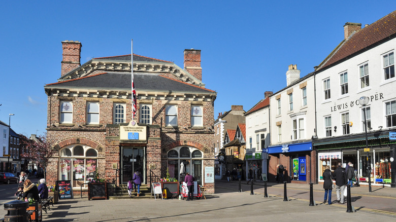 Red-brick Town Hall council on Northallerton High Street on a sunny day