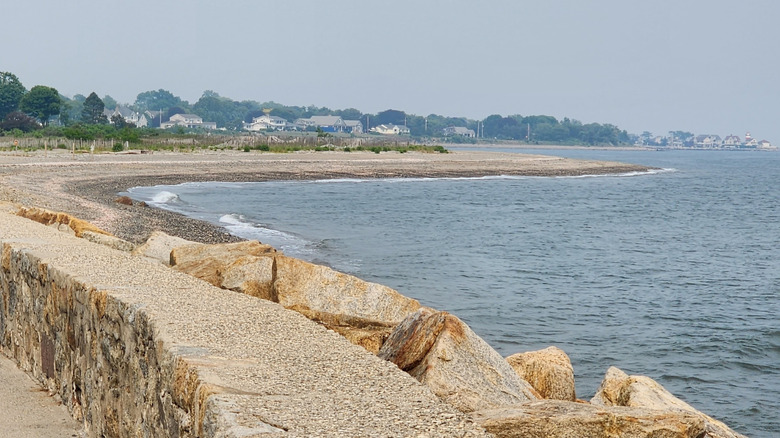 The Stratford Seawall overlooking Long Island Sound in Stratford, Connecticut