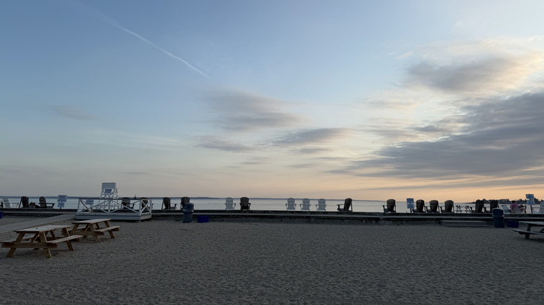 A sunset view over Long Island Sound from Bayley Beach