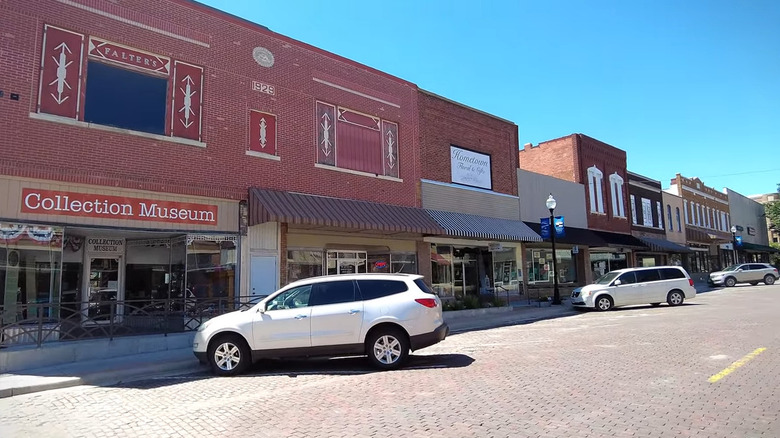 View of Collection Museum and historic buildings on Stone Street in Falls City, Nebraska