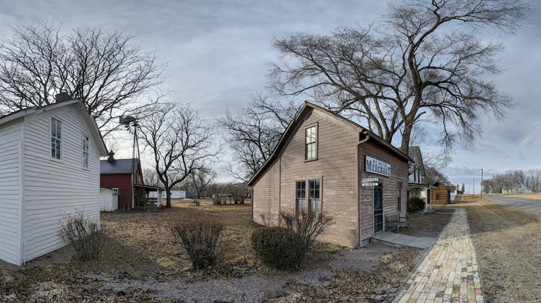 Reconstructed cabins at Calliope Village in Hawarden, Iowa