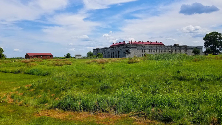 Fort Delaware on grassy land