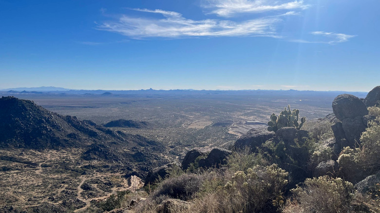 Big blue sky, distant mountains, and an arid landscape are on full display at Granite Mountain Hotshots Memorial State Park